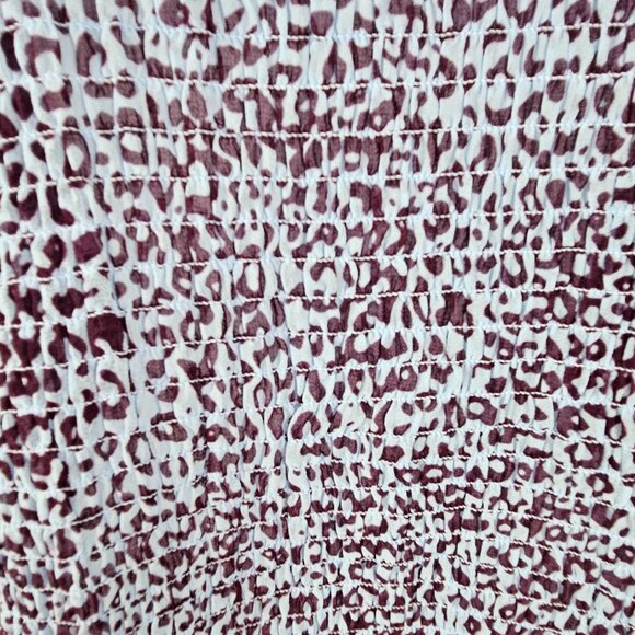 Womens Plus Size 2X Smocked Long Sleeve Leopard Print Blouse Blue & Purple - Picture 13 of 13